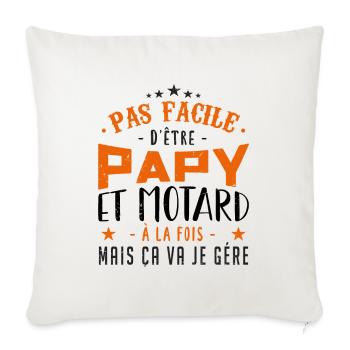 Papy motard moto | fête des pères - Housse de coussin décorative 45 x 45 cm - blanc nature - Devant