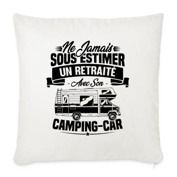 Un retraité avec son camping-car - humour cadeau - Housse de coussin décorative 45 x 45 cm - blanc nature - Devant