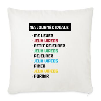 T shirt geek ma journée idéale - Housse de coussin décorative 45 x 45 cm - blanc nature - Devant
