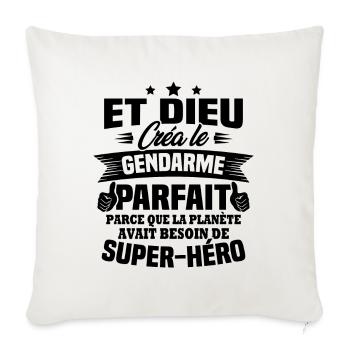 Et dieu créa le gendarme parfait - Cadeau humour - Housse de coussin décorative 45 x 45 cm - blanc nature - Devant