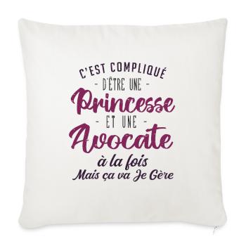 Princesse Avocate | cadeau métier - Housse de coussin décorative 45 x 45 cm - blanc nature - Devant