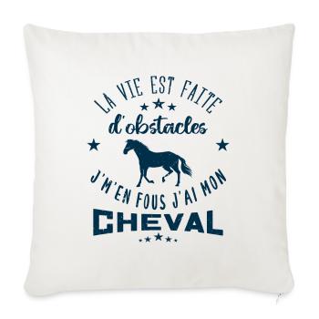 j'm'en fous j'ai mon cheval - Housse de coussin décorative 45 x 45 cm - blanc nature - Devant