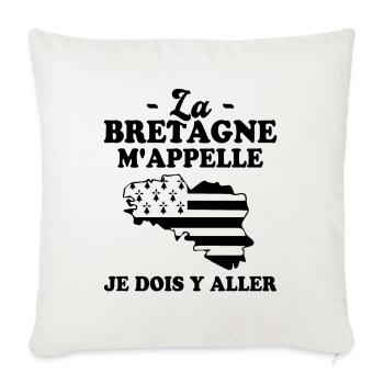 La bretagne m'appelle humour breton homme - Housse de coussin décorative 45 x 45 cm - blanc nature - Devant