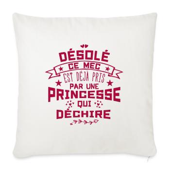 Désolé Ce Mec est déjà pris par une princesse - Housse de coussin décorative 45 x 45 cm - blanc nature - Devant