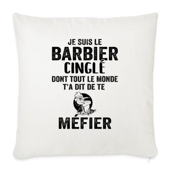Coiffeur Barbier, Métier Coiffure, Barbe, Cadeau - Housse de coussin décorative 45 x 45 cm - blanc nature - Devant
