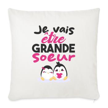 Future Grande Sœur | Annonce Grande Soeur Cadeau - Housse de coussin décorative 45 x 45 cm - blanc nature - Devant
