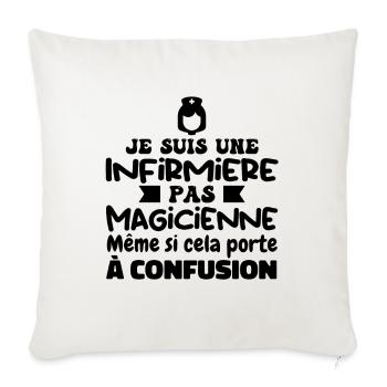 Infirmière pas Magicienne | Infirmière Humour - Housse de coussin décorative 45 x 45 cm - blanc nature - Devant