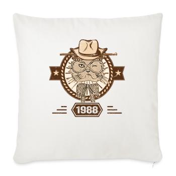 1988 | Cadeau D'anniversaire | Amoureux Du Chat - Housse de coussin décorative 45 x 45 cm - blanc nature - Devant