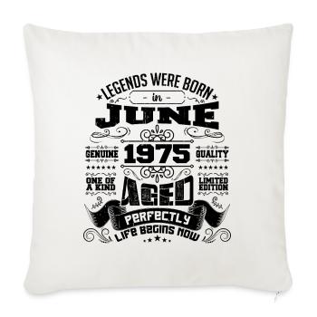 1975 Juin Anniversaire 1975 Juin | né en June 1975 - Housse de coussin décorative 45 x 45 cm - blanc nature - Devant