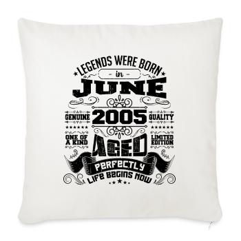 2005 Juin Anniversaire 2005 Juin | né en June 2005 - Housse de coussin décorative 45 x 45 cm - blanc nature - Devant