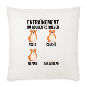 Éducation Chien Entraînement Du Golden Retriever - Housse de coussin décorative 45 x 45 cm - blanc nature - Devant