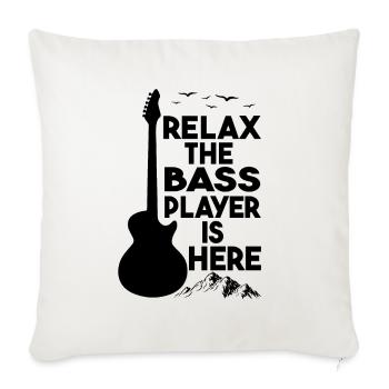 Relax The Bass Player Is Here Guitare Cadeau - Housse de coussin décorative 45 x 45 cm - blanc nature - Devant