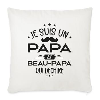 Papa Et Beau-Papa Qui Déchire - Cadeau Papas - Housse de coussin décorative 45 x 45 cm - blanc nature - Devant
