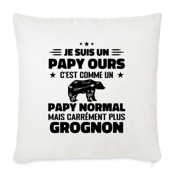 Je suis un papy ours comme un papy normal cadeau - Housse de coussin décorative 45 x 45 cm - blanc nature - Devant