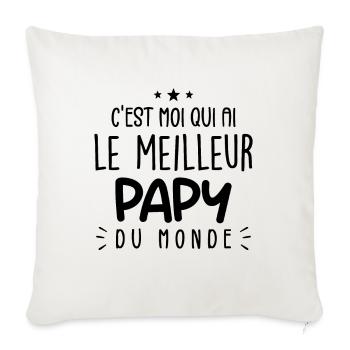 Meilleur Papy - Cadeau Meilleur Grand-Père Humour - Housse de coussin décorative 45 x 45 cm - blanc nature - Devant