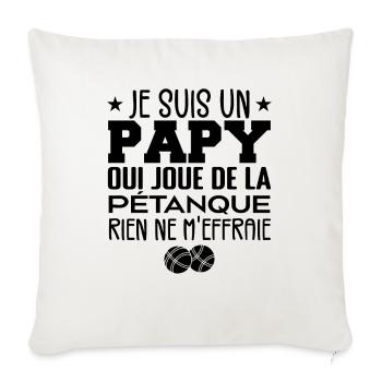Papy Pétanque Cadeau Pétanque Citations - Housse de coussin décorative 45 x 45 cm - blanc nature - Devant
