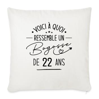 Bogosse 22 ans Cadeau Humour Anniversaire 22 ans - Housse de coussin décorative 45 x 45 cm - blanc nature - Devant