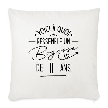 Bogosse 11 ans Cadeau Humour Anniversaire 11 ans - Housse de coussin décorative 45 x 45 cm - blanc nature - Devant