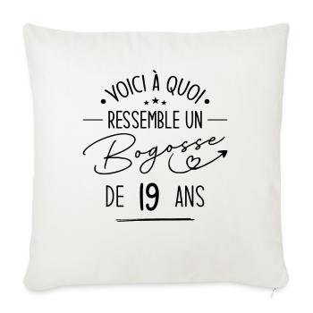 Bogosse 19 ans Cadeau Humour Anniversaire 19 ans - Housse de coussin décorative 45 x 45 cm - blanc nature - Devant