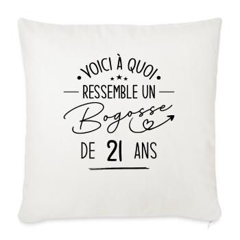 Bogosse 21 ans Cadeau Humour Anniversaire 21 ans - Housse de coussin décorative 45 x 45 cm - blanc nature - Devant