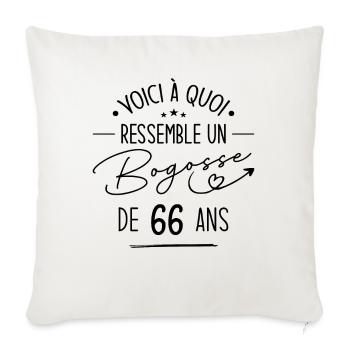 Bogosse 66 ans Cadeau Humour Anniversaire 66 ans - Housse de coussin décorative 45 x 45 cm - blanc nature - Devant