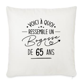 Bogosse 65 ans Cadeau Humour Anniversaire 65 ans - Housse de coussin décorative 45 x 45 cm - blanc nature - Devant