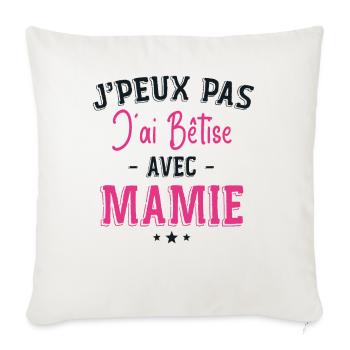 Je Peux Pas J'ai Bêtise Avec Mamie - Housse de coussin décorative 45 x 45 cm - blanc nature - Devant