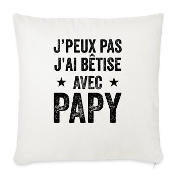 Je Peux Pas J'ai Bêtise Avec Papy - Housse de coussin décorative 45 x 45 cm - blanc nature - Devant