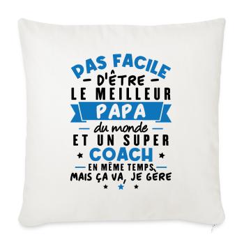 Papa et Coach - Housse de coussin décorative 45 x 45 cm - blanc nature - Devant
