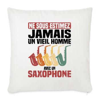 Un vieil homme avec un saxophone - Housse de coussin décorative 45 x 45 cm - blanc nature - Devant