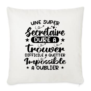 Une super Secrétaire - Cadeau Meilleure Secrétaire - Housse de coussin décorative 45 x 45 cm - blanc nature - Devant
