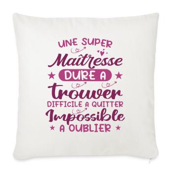 Une Super Maîtresse - Housse de coussin décorative 45 x 45 cm - blanc nature - Devant