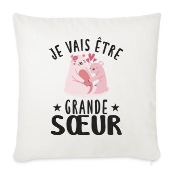 Grande-Soeur Humour Annonce Grossesse - Housse de coussin décorative 45 x 45 cm - blanc nature - Devant