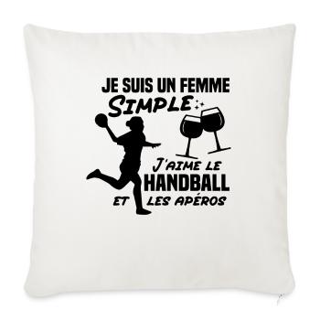 Un femme simple j aime le handball at les apéros - Housse de coussin décorative 45 x 45 cm - blanc nature - Devant