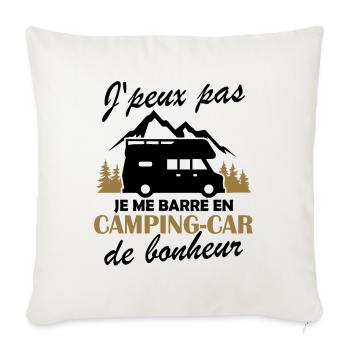 Je me barre en camping-car Humour Cadeau - Housse de coussin décorative 45 x 45 cm - blanc nature - Devant