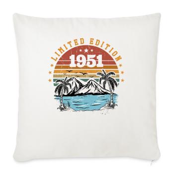 1951 Cadeau Anniversaire Vintage Rétro Né en 1951 - Housse de coussin décorative 45 x 45 cm - blanc nature - Devant