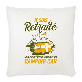 Je Suis Un Retraité Avec Un Camping Car - Housse de coussin décorative 45 x 45 cm - blanc nature - Devant