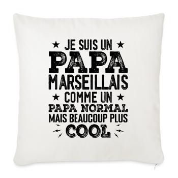 Papa Marseillais Humour - Cadeau Anniversaire Papa - Housse de coussin décorative 45 x 45 cm - blanc nature - Devant
