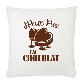 Je Peux Pas J'Ai Chocolat Humour Chocolatine - Housse de coussin décorative 45 x 45 cm - blanc nature - Devant