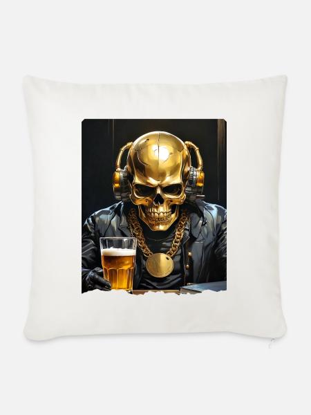 Bier Skull 0.7 - Sofakissenbezug 45 x 45 cm - Naturweiß 