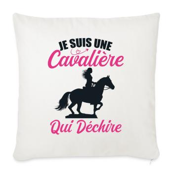 Je Suis Une Cavalière Qui Déchire Chevaux Cadeau - Housse de coussin décorative 45 x 45 cm - blanc nature - Devant