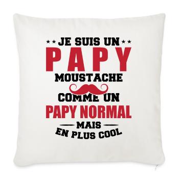Un papy moustache comme un papy normal - Housse de coussin décorative 45 x 45 cm - blanc nature - Devant