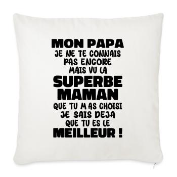 Annonce grossesse Cadeau Futur Papa Future Maman - Housse de coussin décorative 45 x 45 cm - blanc nature - Devant