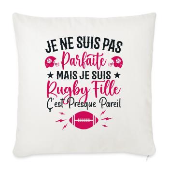 Rugby Femme Fille Cadeau Joueur De Rugby - Housse de coussin décorative 45 x 45 cm - blanc nature - Devant