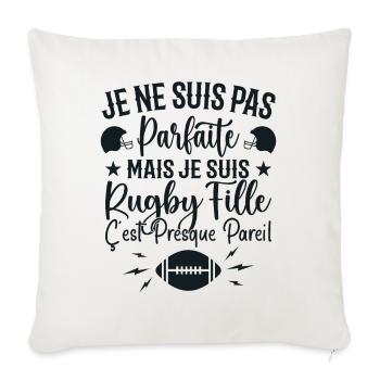 Rugby Femme Fille Cadeau Joueur De Rugby - Housse de coussin décorative 45 x 45 cm - blanc nature - Devant
