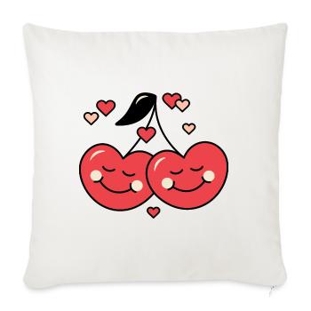 Cherry and Love - Sofa pillowcase 17,3'' x 17,3'' (45 x 45 cm) - natural white - Front