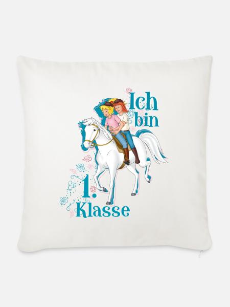 Bibi und Tina Ich Bin 1. Klasse - Sofakissenbezug 45 x 45 cm - Naturweiß 