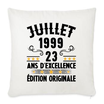 23 Ans Anniversaire Vintage Né(e) en Juillet 1999 - Housse de coussin décorative 45 x 45 cm - blanc nature - Devant