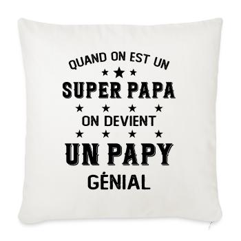 Un Super Papa On Devient Un Papy Génial - Housse de coussin décorative 45 x 45 cm - blanc nature - Devant