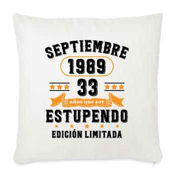 33 Ans Anniversaire Vintage Né(e) Septembre 1989 - Housse de coussin décorative 45 x 45 cm - blanc nature - Devant